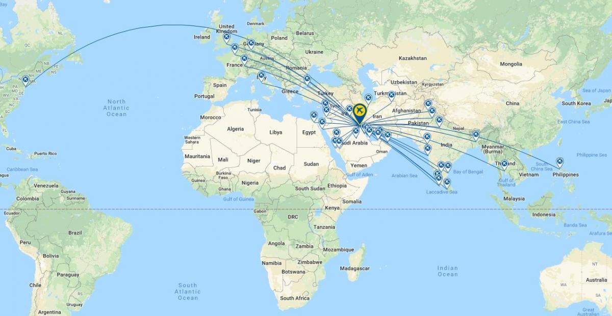 kuwait airways a330 eserlekua mapa