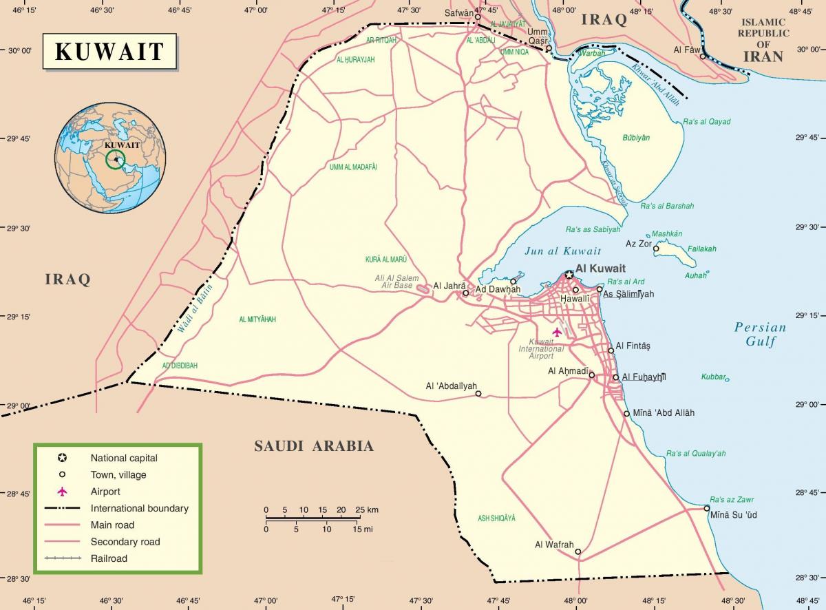 kuwait errepide mapa