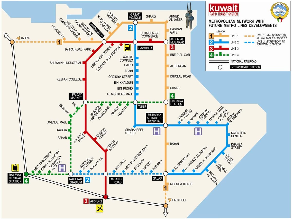 mapa kuwait metro